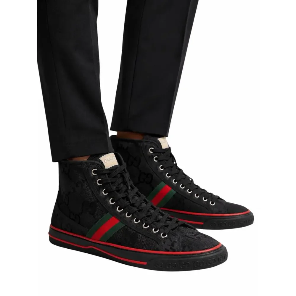 Gucci Off the Grid High Top Sneakers 1977 Tennis Shoes Black Men Size 8/ 8.5